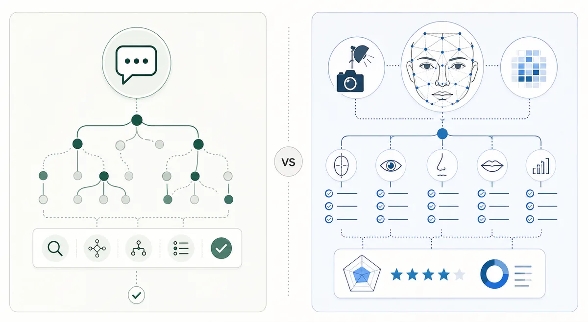 Gráfico que compara razonamiento de ChatGPT y análisis dedicado de face rating AI