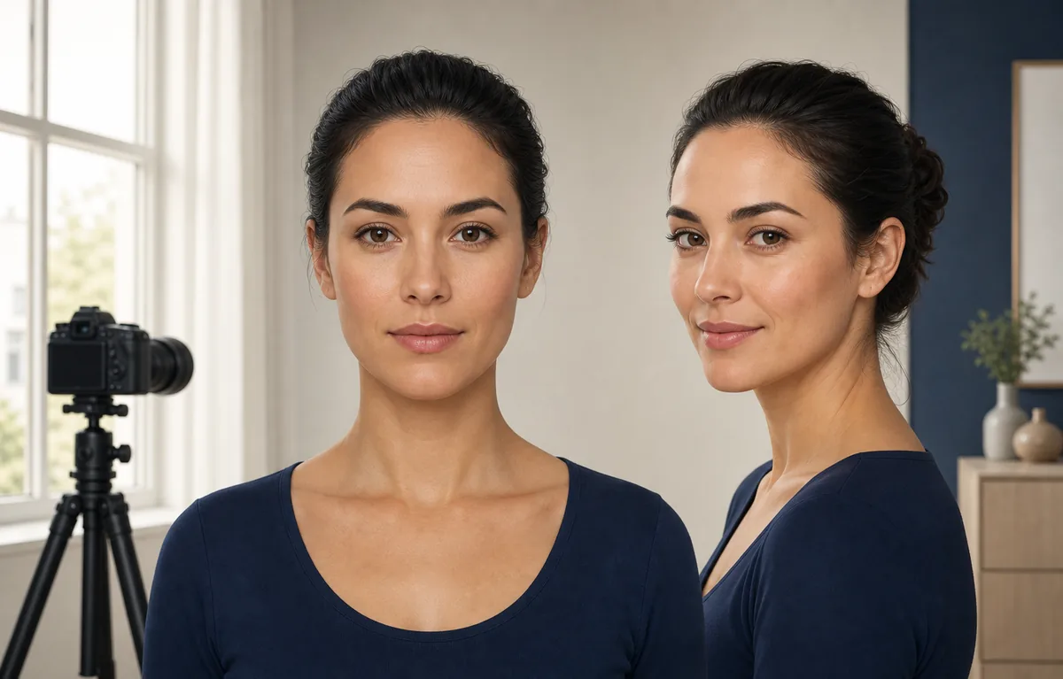 Portrait de face et de trois quarts avec lumière régulière pour observer la forme du visage